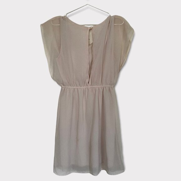 Francesca's Light Pink Dress Size Medium Sheer Sparkle Shimmer - Picture 3 of 9